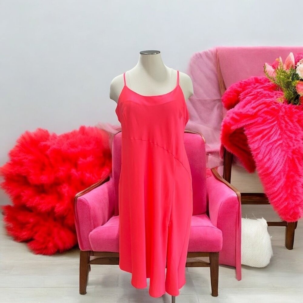 A New Day Pink Dress 2XL Asymmetrical Silky Flowy Party Festival‎ Summer Beach